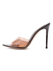 Sandales à talons marron clair talon aiguille bout pointu PVC sandales à talons dété supérieur
