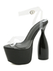 Sandales à talons Noir Gobelet Heel Peep Toe PVC Upper Cheville Strap Talons