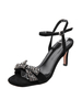 Sandales à talons noires pour femmes; talon aiguille; bout carré; sandales dété en daim micro