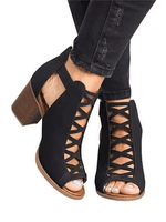 Sandales à talons noirs pour femmes talon aiguille bout ouvert en cuir PU sandales à lanières décontractées