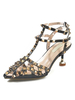 Sandales à talons noirs pour femmes; talons aiguilles; bout pointu; vernis; sandales dété supérieures en PU