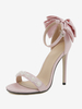 Sandales À Talons Nœud Femmes Chaussures À Bout Rond Talon Aiguille Satiné