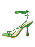 Sandales à talons pour femmes bout carré sandales à talons aiguilles en cuir PU