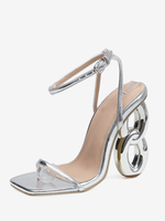 Sandales à talons pour femmes Bout carré Sandales à talons de forme spéciale Cuir PU