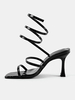 Sandales à talons pour femmes Bout carré Talon aiguille Sandales en cuir PU
