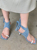 Sandales à talons pour femmes Bout carré Talon aiguille Sandales en textile