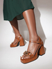 Sandales à talons pour femmes Bout carré Talon bottier Sandales Cuir PU