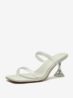 Sandales à talons pour femmes bout carré talon de forme spéciale sandales en cuir PU