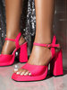 Sandales à talons pour femmes Bout carré Talon épais Sandales en faux cuir