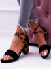 Sandales à talons pour femmes Bout ouvert Sandales à talons épais Terry
