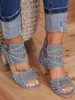 Sandales à talons pour femmes Bout ouvert Sandales à talons épais Terry