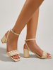 Sandales à talons pour femmes Bout ouvert Talon épais Sandales en cuir PU