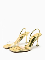 Sandales à talons pour femmes Bout ouvert Talon stiletto Sandales Cuir PU