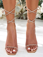 Sandales à talons pour femmes Bout ouvert Talon stiletto Sandales Cuir PU