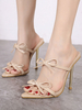 Sandales à talons pour femmes; bout ouvert; talons aiguilles; talons aiguilles; sandales à talons en cuir PU