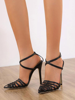 Sandales à talons pour femmes Bout pointu Talon aiguille Sandales en cuir PU
