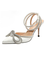 Sandales à talons pour femmes Bout pointu Talon aiguille Sandales en soie et satin