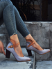 Sandales à talons pour femmes Bout pointu Talon bottier Sandales Cuir PU