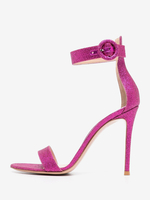 Sandales à talons pour femmes bout rond talons aiguilles cuir PU
