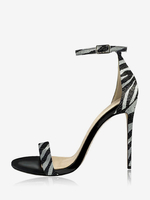 Sandales à talons pour femmes chaussures à bout ouvert avec bride à la cheville et motif zèbre