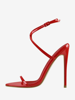 Sandales à talons pour femmes chaussures de soirée rouges à bout ouvert et à talons aiguilles croisés