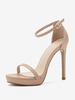 Sandales à talons pour femmes chaussures plates à bout ouvert talon aiguille cuir PU