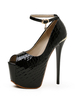 Sandales à talons pour femmes Escarpins en cuir verni à talon aiguille Talons noirs à bride à la cheville