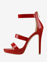 Sandales à talons pour femmes noires bout ouvert talon aiguille bretelles chaussures sexy
