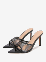Sandales à talons pour femmes Résille Bout pointu Talon aiguille Pantoufles