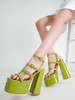 Sandales à talons pour femmes Sandales à bout carré Talon bottier Cuir PU