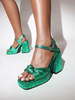 Sandales à talons pour femmes Sandales à bout carré Talon bottier Cuir PU