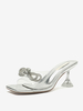 Sandales à talons pour femmes sandales à bout carré talon de forme spéciale tige en PVC