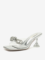 Sandales à talons pour femmes sandales à bout carré talon de forme spéciale tige en PVC