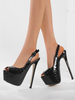 Sandales à talons pour femmes Sandales à bout ouvert Talon aiguille Cuir PU