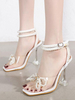 Sandales à talons pour femmes Sandales à bout ouvert Talon aiguille Cuir PU