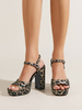 Sandales à talons pour femmes Sandales à bout ouvert Talon épais Soie et satin