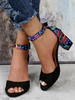 Sandales à talons pour femmes Sandales à bout ouvert Talon épais Terry
