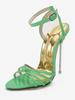 Sandales à talons pour femmes Sandales à bout rond Talon aiguille Cuir verni clair