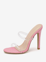 Sandales à talons pour femmes Sandales à bout rond Talon aiguille Diapositives de sandales PC transparentes