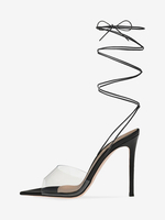 Sandales à talons pour femmes Sandales à talon aiguille à bout pointu Tige en PVC