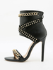 Sandales à talons pour femmes Sandales à talon aiguille en cuir PU Noir Talons hauts