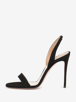 Sandales à talons pour femmes Sandales à talons aiguilles à bout ouvert en daim