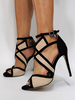 Sandales à talons pour femmes talon aiguille abricot léger bout ouvert micro daim talons aiguilles supérieurs