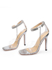 Sandales à talons pour femmes talon aiguille argenté bout carré sandales dété transparentes