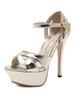 Sandales à talons pour femmes talon aiguille blond bout rond verni PU haut été sandales à talons sexy