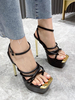 Sandales à talons pour femmes talon aiguille en cuir PU talons noirs à bride à la cheville