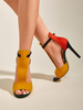 Sandales à talons pour femmes Talon aiguille Peep Toe Micro Suede Upper Sandales à bride à la cheville