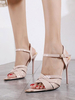 Sandales à talons pour femmes talon aiguille PU cuir rose sandales dété