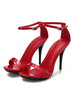 Sandales à talons pour femmes talon aiguille rouge bout ouvert en cuir PU sandales dété décontractées