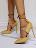 Sandales à talons pour femmes; talons aiguilles; talons à lacets en micro suède